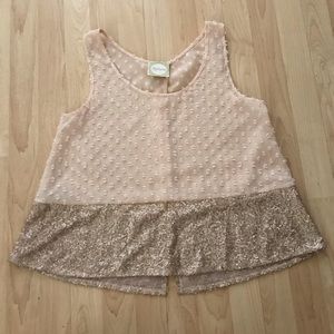 Alythea Pink Gold Sheer Open Back Blouse